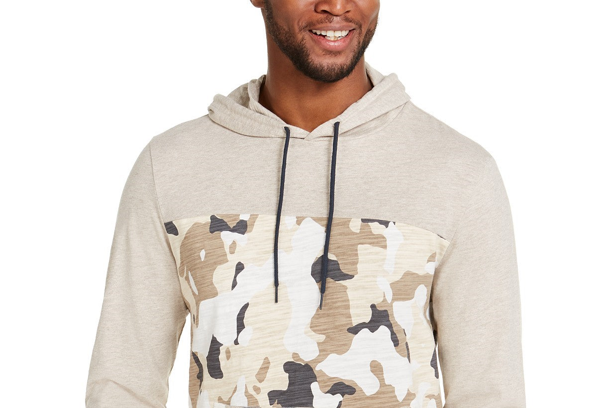 Moletom com capuz camuflado masculino Sun + Stone, bege, tamanho grande