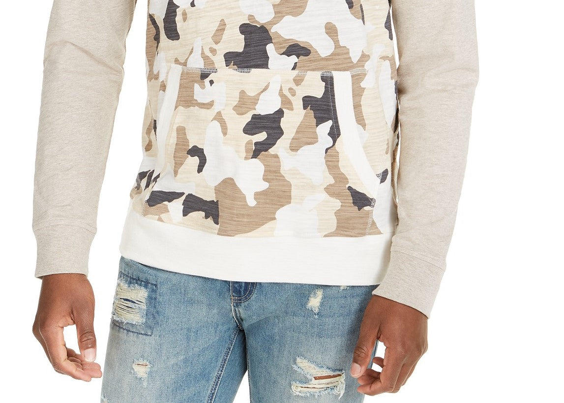 Moletom com capuz camuflado masculino Sun + Stone, bege, tamanho grande