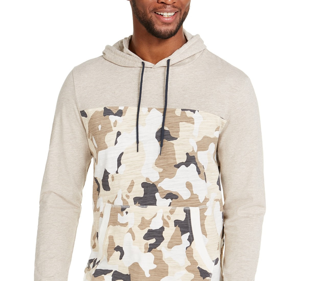 Moletom com capuz camuflado masculino Sun + Stone, bege, tamanho extragrande