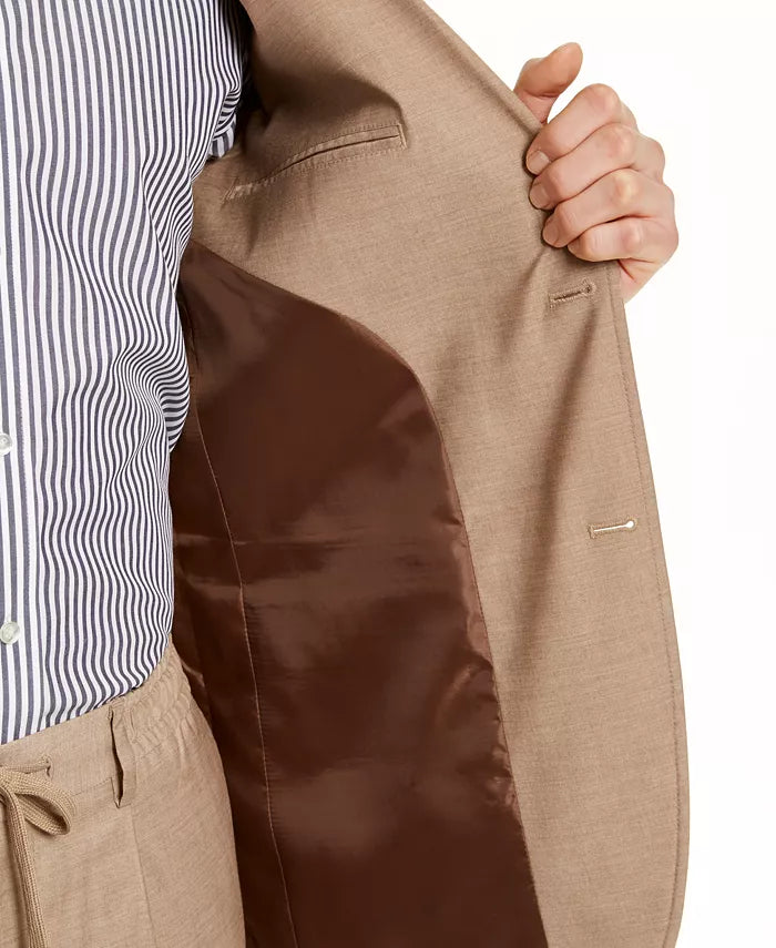 Tasso Elba Casaco esportivo masculino clássico com ajuste elástico e peso tropical, bege, tamanho grande