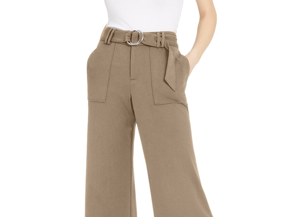 Calça feminina plus size com bolso utilitário e perna larga, INC International Concepts, marrom, tamanho 16W