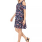 Vestido feminino estilo &amp; co com estampa de ombro vazado, azul marinho, tamanho extragrande