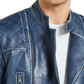 Jaqueta de couro sintético Braxton Motociclista masculina da INC International Concepts, azul escuro, tamanho médio