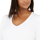 Blusa feminina plus size de malha canelada com manga bufante, tamanho 2X, branca, da INC International Concepts