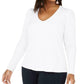 Blusa feminina INC International Concepts Plus com manga bufante e malha canelada, tamanho XXXX grande