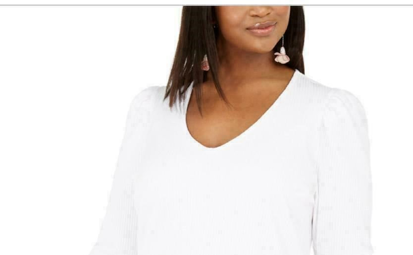 Blusa feminina INC International Concepts Plus com manga bufante e malha canelada, tamanho XXXX grande