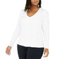 Blusa feminina plus size de malha canelada com manga bufante, tamanho X-G, da INC International Concepts