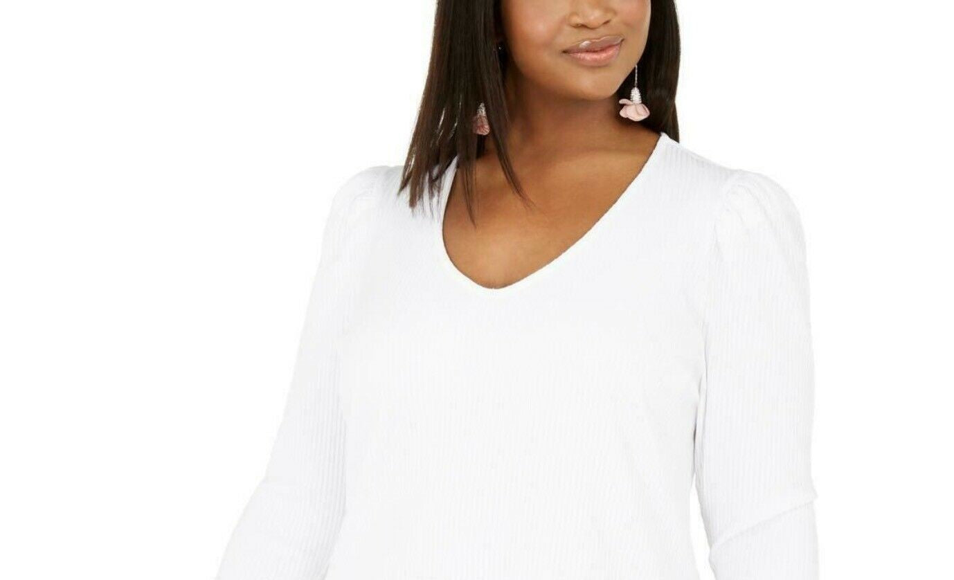 Blusa feminina plus size de malha canelada com manga bufante, tamanho X-G, da INC International Concepts