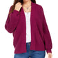 Cardigan feminino de malha grossa com abertura frontal, roxo, tamanho pequeno, estilo &amp; co