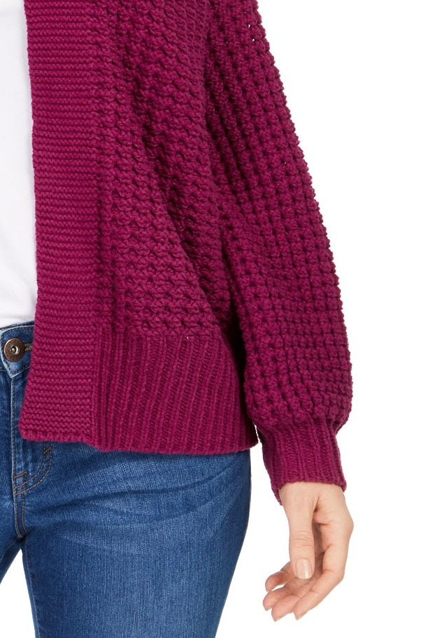Cardigan feminino de malha grossa com abertura frontal, roxo, tamanho pequeno, estilo &amp; co