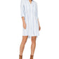 Vestido-camisa listrado com botões frontais e mistura de linho estilo &amp; co feminino, azul, tamanho grande