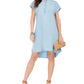 Vestido de camisa feminino estilo &amp; co, estilo chambray, alto e baixo, azul marinho, tamanho pequeno