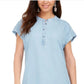 Vestido de camisa feminino estilo &amp; co, estilo chambray, alto e baixo, azul marinho, tamanho pequeno