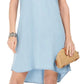Vestido de camisa feminino estilo &amp; co, estilo chambray, alto e baixo, azul marinho, tamanho pequeno