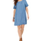 Vestido camiseta jeans com franjas feminino Style &amp; Co, azul, tamanho 2, extra grande
