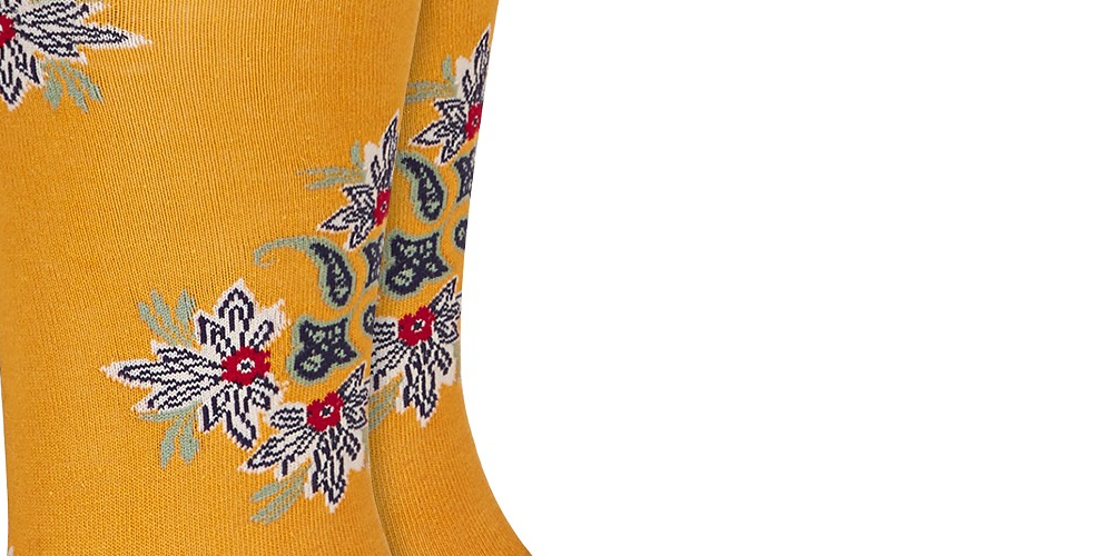 Meias Florais Masculinas Bar III Amarelas Tamanho Regular