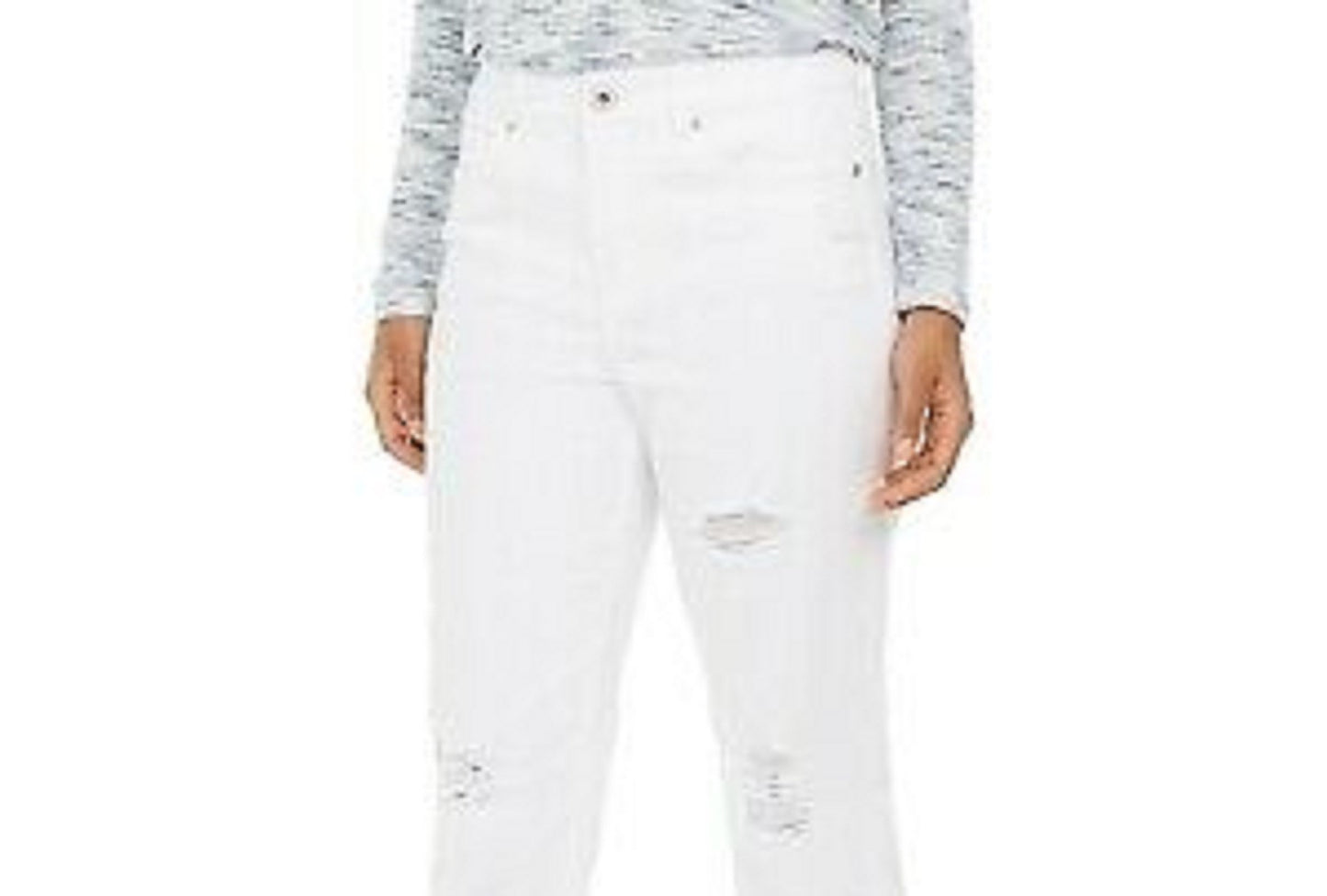 Jeans feminino rasgado estilo &amp; co, tamanho 12, branco