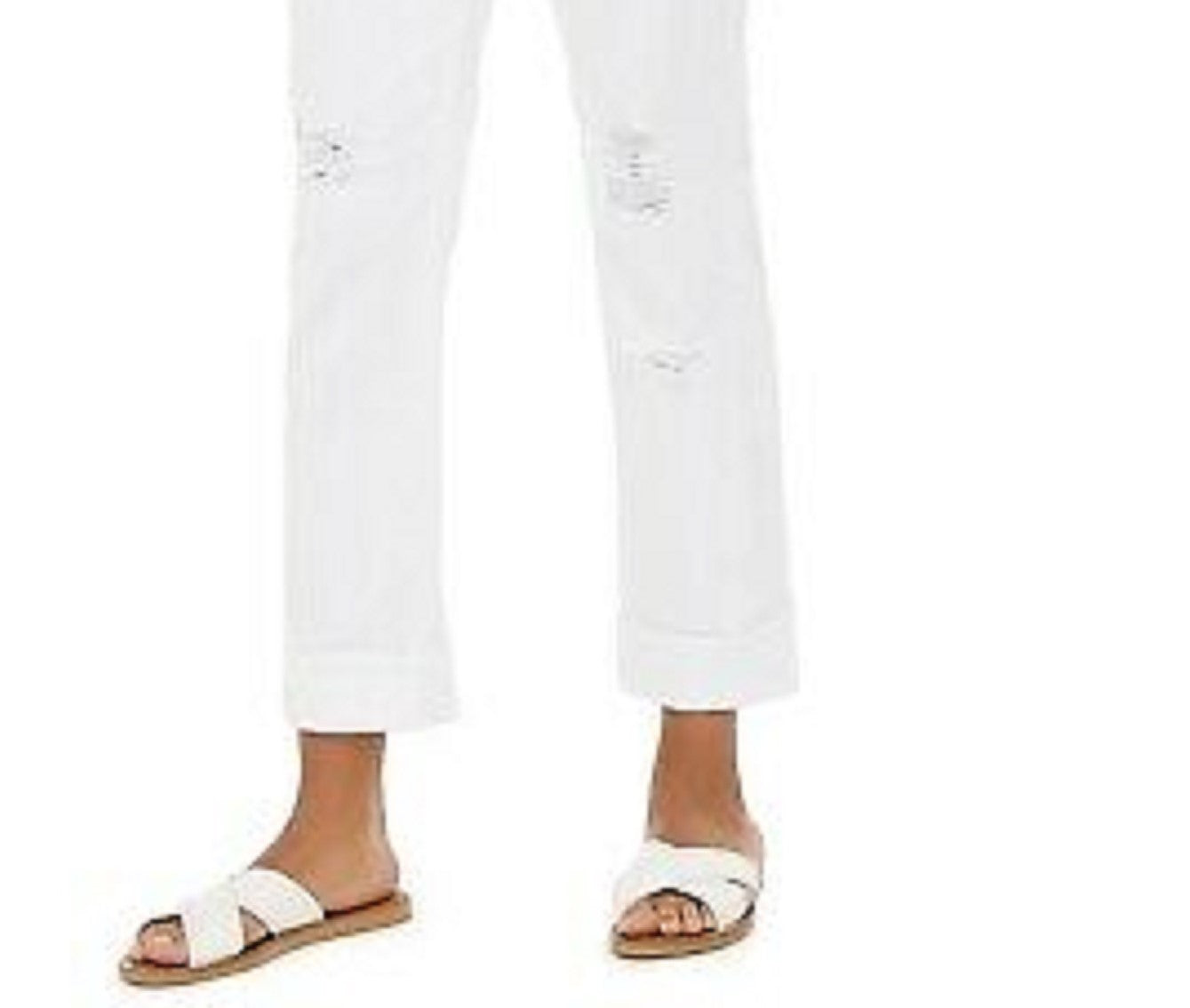 Jeans feminino rasgado estilo &amp; co, tamanho 12, branco
