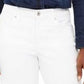 Jeans Curvy-Fit com Punho e Namorada Feminino Style &amp; Co, Branco, Tamanho 10