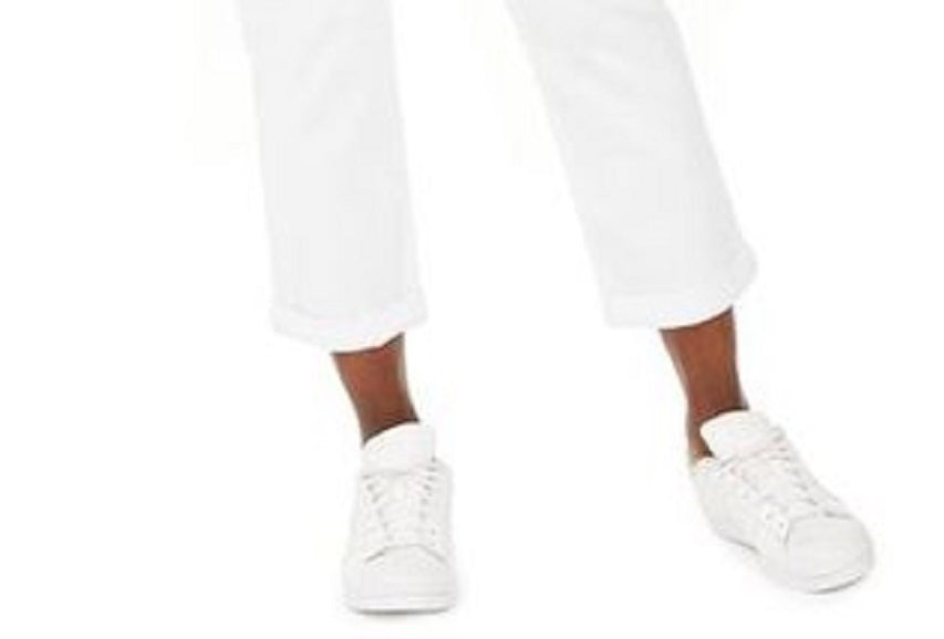 Jeans Curvy-Fit com Punho e Namorada Feminino Style &amp; Co, Branco, Tamanho 10
