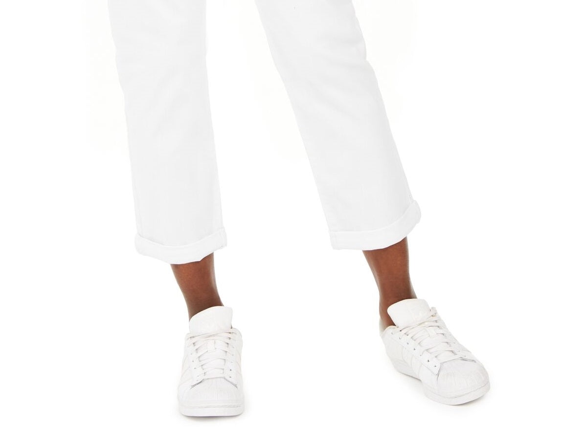 Jeans Curvy-Fit com Punho e Namorada Feminino Style &amp; Co, Branco, Tamanho 12