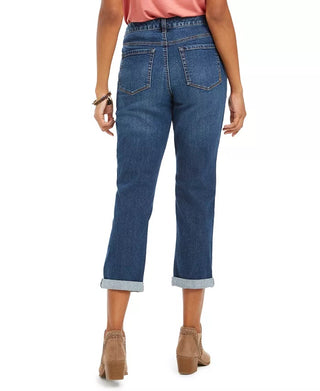 Jeans Curvy Fit Rasgado Girlfriend Feminino Style &amp; Co Turq Aqua Tamanho 2