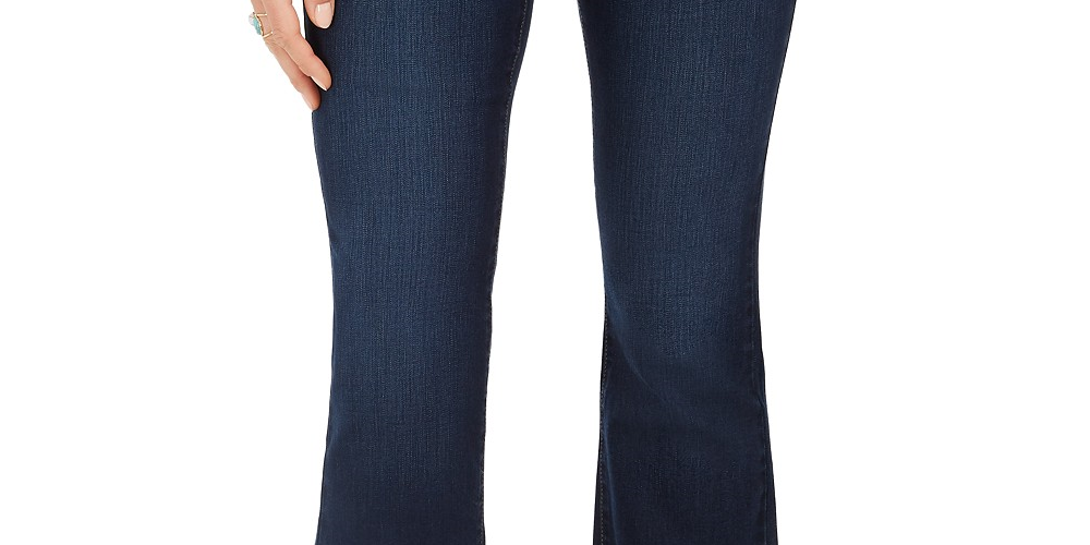 Calça jeans feminina estilo bota curvilínea azul tamanho 6