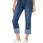 Calça jeans feminina estilo &amp; co, cintura alta, reta, azul, tamanho 2