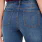 Calça jeans feminina estilo &amp; co, cintura alta, reta, azul, tamanho 2