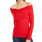 Suéter feminino com decote ombro a ombro, da INC International Concepts, vermelho escuro, tamanho grande