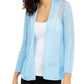 Cardigan Alfani Feminino de Linho Misto com Abertura Frontal Azul Tamanho P