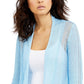 Cardigan Alfani Feminino de Linho Misto com Abertura Frontal Azul Tamanho P