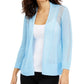 Cardigan Alfani Feminino de Linho Misto com Frente Aberta e Ponto Misto, Azul, Tamanho Extra Grande