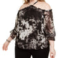 INC International Concepts Top feminino plus size com estampa tie-dye e ombros descobertos, preto, tamanho 1 extra