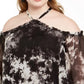 INC International Concepts Top feminino plus size com estampa tie-dye e ombros descobertos, preto, tamanho 1 extra