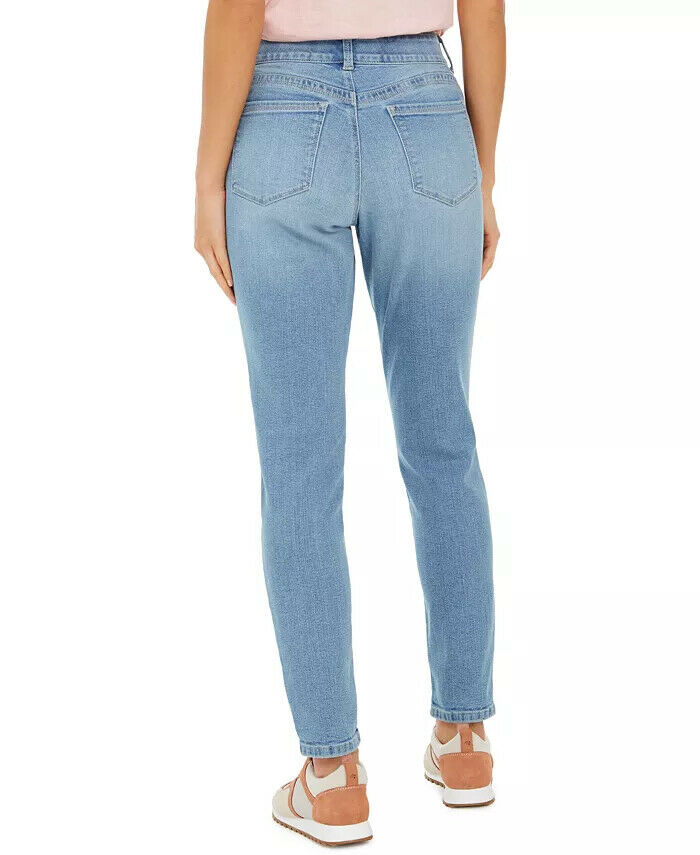 Calça jeans feminina estilo &amp; co, azul, desgastada e curvilínea, tamanho 10