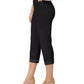 Calça capri feminina com bainha reta e detalhes embelezados, preta, tamanho extra pequeno