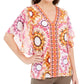 JM Collection Top Feminino Estampado com Tachas Rosa Tamanho P
