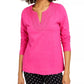 Camiseta feminina Charter Club de algodão bordada, rosa escuro, tamanho XX-G