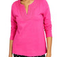 Camiseta feminina Charter Club de algodão bordada, rosa escuro, tamanho XX-G