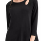 Blusa feminina Alfani com decote em forma de fechadura e manga 3/4, preta, tamanho extra grande