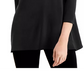 Blusa feminina Alfani com decote em forma de fechadura e manga 3/4, preta, tamanho extra grande