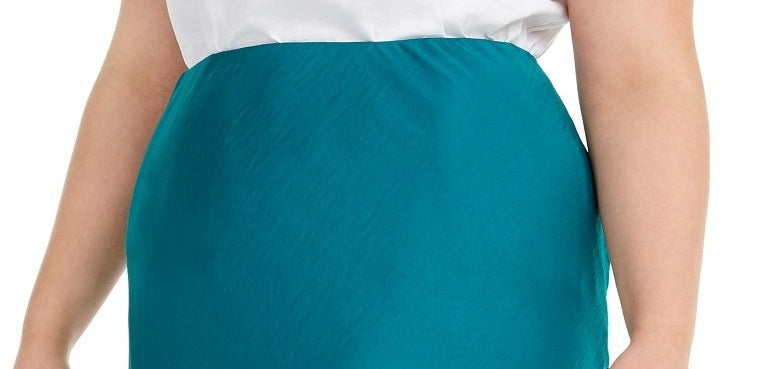 INC International Concepts Saia Midi Plus com Corte Viés Feminina Azul Tamanho Extra Grande