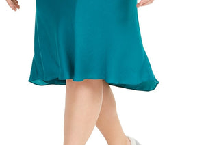 INC International Concepts Saia Midi Plus com Corte Viés Feminina Azul Tamanho Extra Grande