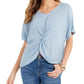 Blusa feminina estilo &amp; co com decote em V e frente torcida, azul, tamanho grande
