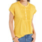 Estilo &amp; Co Babador Feminino Crochê Texturizado Top Dourado Tamanho P