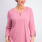 Camiseta feminina Karen Scott de algodão com cadarço, rosa, tamanho pequeno