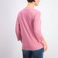 Camiseta feminina Karen Scott de algodão com cadarço, rosa, tamanho pequeno