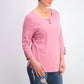Camiseta feminina Karen Scott de algodão com cadarço, rosa, tamanho pequeno