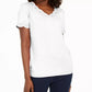 Camiseta feminina Karen Scott de algodão com decote em V e estampa recortada, branca, tamanho XXG